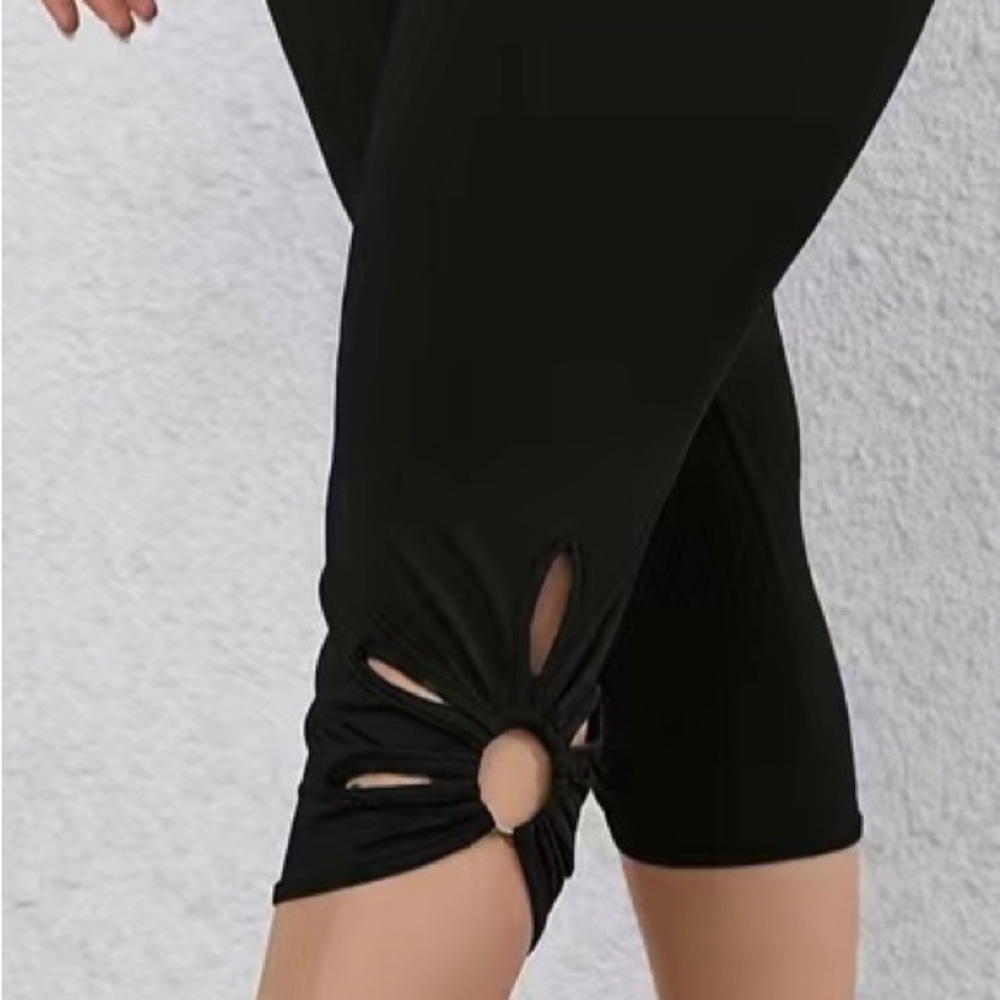 Leggings with decorative leg design, 3x, black